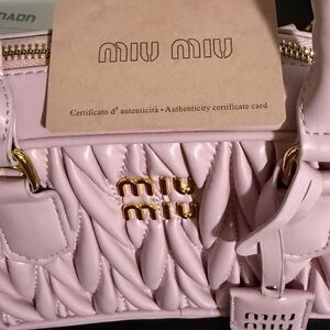 Miu Miu Pale Pink Quilted Leather Shoulder Bag with Gold Hardware